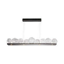 Load image into Gallery viewer, Gem Bezel LED Linear Pendant Light in Gunmetal/Clear Glass (59-Inch).
