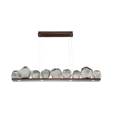 Load image into Gallery viewer, Gem Bezel LED Linear Pendant Light in Oil Rubbed Bronze/Smoke Glass (59-Inch).

