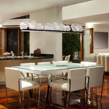 Load image into Gallery viewer, Gem Bezel LED Linear Pendant Light in dining room.
