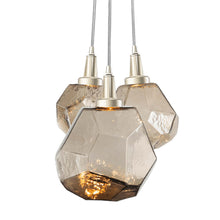 Load image into Gallery viewer, Gem Cluster LED Pendant Light in Metallic Beige Silver/Bronze Glass (3-Light).
