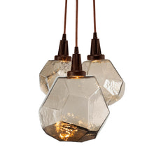 Load image into Gallery viewer, Gem Cluster LED Pendant Light in Flat Bronze/Bronze Glass (3-Light).
