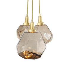 Load image into Gallery viewer, Gem Cluster LED Pendant Light in Heritage Brass/Bronze Glass (3-Light).
