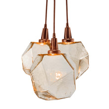 Load image into Gallery viewer, Gem Cluster LED Pendant Light in Oil Rubbed Bronze/Amber Glass (3-Light).
