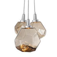 Load image into Gallery viewer, Gem Cluster LED Pendant Light in Satin Nickel/Bronze Glass (3-Light).
