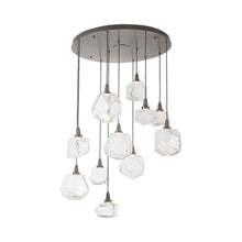 Load image into Gallery viewer, Gem Grand LED Multi Light Pendant Light in Metallic Beige/Blown Glass Gem - Smoke (11-Light).
