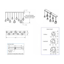 Load image into Gallery viewer, Gem LED Linear Pendant Light - line drawing.
