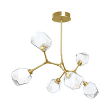 Load image into Gallery viewer, Gem Modern Branch LED Pendant Light in Gilded Brass/Clear Glass (6-Light).
