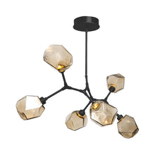 Load image into Gallery viewer, Gem Modern Branch LED Pendant Light in Matte Black/Bronze Glass (6-Light).
