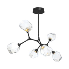 Load image into Gallery viewer, Gem Modern Branch LED Pendant Light in Matte Black/Clear Glass (6-Light).
