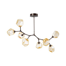 Load image into Gallery viewer, Gem Modern Branch LED Pendant Light in Flat Bronze/Amber Glass (8-Light).
