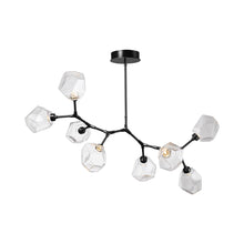 Load image into Gallery viewer, Gem Modern Branch LED Pendant Light in Matte Black/Clear Glass (8-Light).
