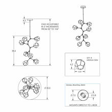 Load image into Gallery viewer, Gem Modern Vine LED Pendant Light - line drawing.
