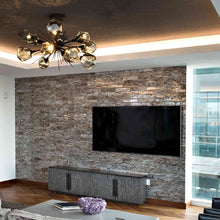 Load image into Gallery viewer, Gem Oval Starburst LED Chandelier in living Room.

