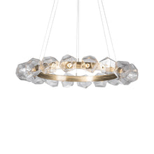 Load image into Gallery viewer, Gem Radial Ring LED Chandelier in Heritage Brass/Clear Glass (24-Light).
