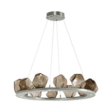 Load image into Gallery viewer, Gem Ring LED Chandelier in Metallic Beige Silver/Blown Glass Gem - Bronze (37.8-Inch).
