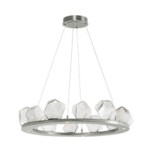 Load image into Gallery viewer, Gem Ring LED Chandelier in Metallic Beige Silver/Blown Glass Gem - Clear (37.8-Inch).
