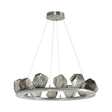 Load image into Gallery viewer, Gem Ring LED Chandelier in Metallic Beige Silver/Blown Glass Gem - Smoke (37.8-Inch).
