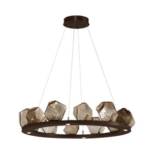 Load image into Gallery viewer, Gem Ring LED Chandelier in Flat Bronze/Blown Glass Gem - Bronze (37.8-Inch).
