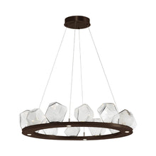 Load image into Gallery viewer, Gem Ring LED Chandelier in Flat Bronze/Blown Glass Gem - Clear (37.8-Inch).
