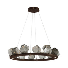 Load image into Gallery viewer, Gem Ring LED Chandelier in Flat Bronze/Blown Glass Gem - Smoke (37.8-Inch).
