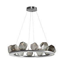 Load image into Gallery viewer, Gem Ring LED Chandelier in Satin Nickel/Blown Glass Gem - Smoke (37.8-Inch).
