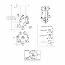 Load image into Gallery viewer, Gem Round LED Multi Light Pendant Light - line drawing.
