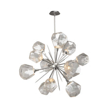 Load image into Gallery viewer, Gem Starburst LED Chandelier in Metallic Beige Silver/Clear Glass.
