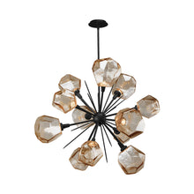 Load image into Gallery viewer, Gem Starburst LED Chandelier in Matte Black/Bronze Glass.
