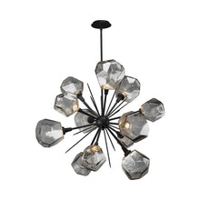 Load image into Gallery viewer, Gem Starburst LED Chandelier in Matte Black/Smoke Glass.
