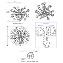 Load image into Gallery viewer, Gem Starburst LED Chandelier - line drawing.
