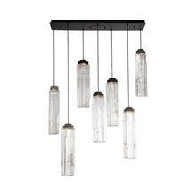 Load image into Gallery viewer, Ledgestone LED Linear Chandelier in Matte Black/Clear Glass (7-Light).
