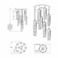 Load image into Gallery viewer, Ledgestone Round LED Multi Light Pendant Light - line drawing.
