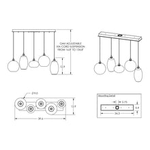 Load image into Gallery viewer, Misto Linear Pendant Light - line drawing.
