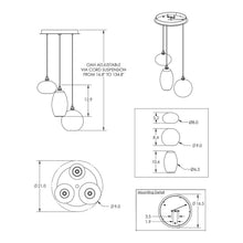 Load image into Gallery viewer, Misto Round Multi Light Pendant Light - line drawing.

