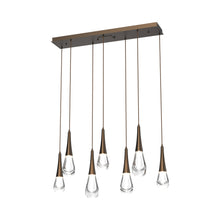 Load image into Gallery viewer, Raindrop LED Linear Pendant Light in Flat Bronze (7-Light).
