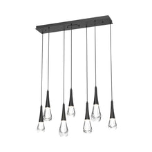 Load image into Gallery viewer, Raindrop LED Linear Pendant Light in Matte Black (7-Light).
