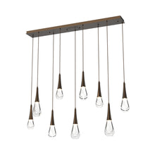 Load image into Gallery viewer, Raindrop LED Linear Pendant Light in Flat Bronze (9-Light).
