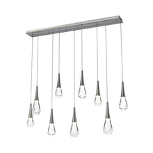 Load image into Gallery viewer, Raindrop LED Linear Pendant Light in Satin Nickel (9-Light).
