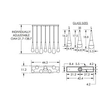 Load image into Gallery viewer, Raindrop LED Linear Pendant Light - line drawing.
