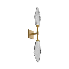 Load image into Gallery viewer, Rock Crystal LED Double Wall Light in Gilded Brass/Chilled - Smoke.
