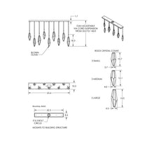 Load image into Gallery viewer, Rock Crystal LED Multi Light Pendant Light - line drawing.
