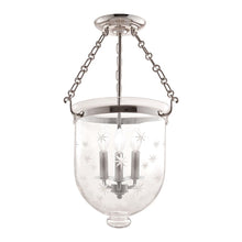 Load image into Gallery viewer, Hampton Semi Flush Mount Ceiling Light Large/Polished Nickel/Snowflakes.
