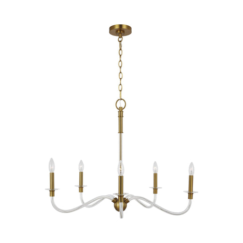 Hanover Chandelier in 5-Light/Burnished Brass.
