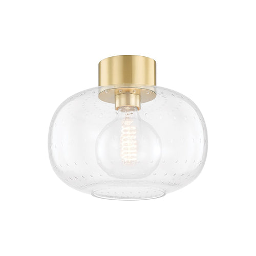 Harlow Flush Mount Ceiling Light in Clear and Brass.