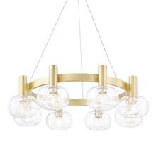 Load image into Gallery viewer, Harlow Round Chandelier in Clear and Brass.
