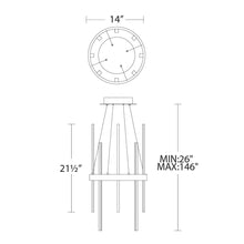 Load image into Gallery viewer, Harmonix Round LED Pendant Light - line drawing.
