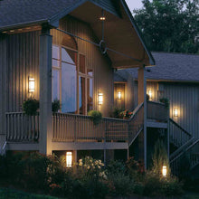 Load image into Gallery viewer, Banded Outdoor Post Light Outside Area.
