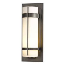 Load image into Gallery viewer, Banded Outdoor Wall Light in Small/Incandescent/Coastal Natural Iron/Opal Glass.
