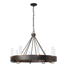 Load image into Gallery viewer, Banded Ring Chandelier in Mahogany/Clear Glass.
