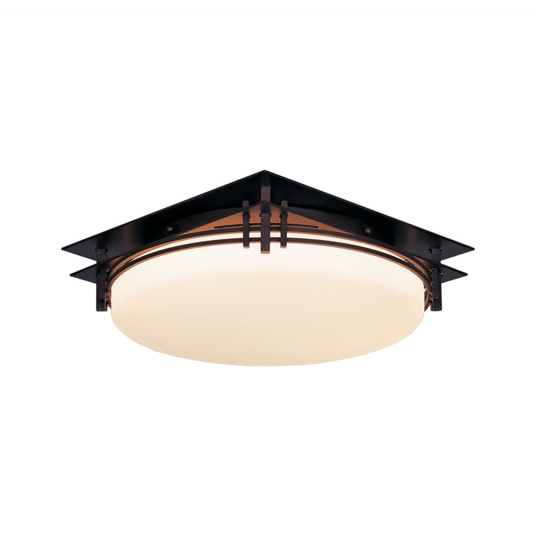 Banded Semi-Flush Mount Ceiling Light in Mahogany.